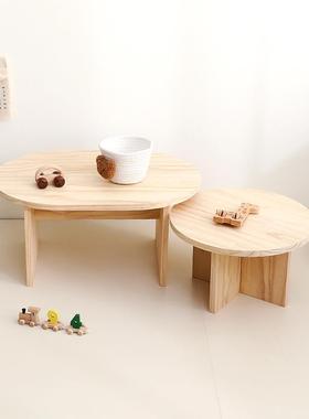 可桌坐儿学习小圆实木宝40397宝手桌工玩具家用地毯桌早教简易椭
