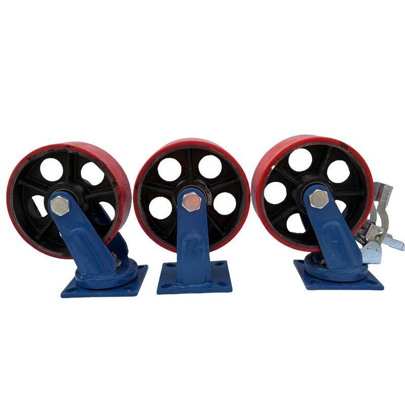 脚万聚轮工业重型氨酯脚轮推车轮子6寸8191寸万向轮刹轮车静音向