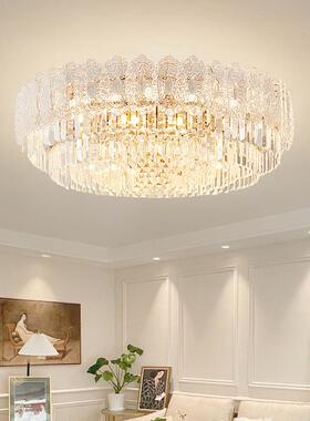 奶油护风轻奢客厅水晶灯法式眼新款55478大大厅主灯卧吊室气餐厅