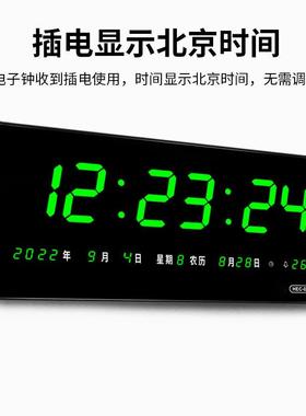 河HEC-01创大LD数码电子万静年历客厅挂钟音夜光绿色字时钟屏表HE