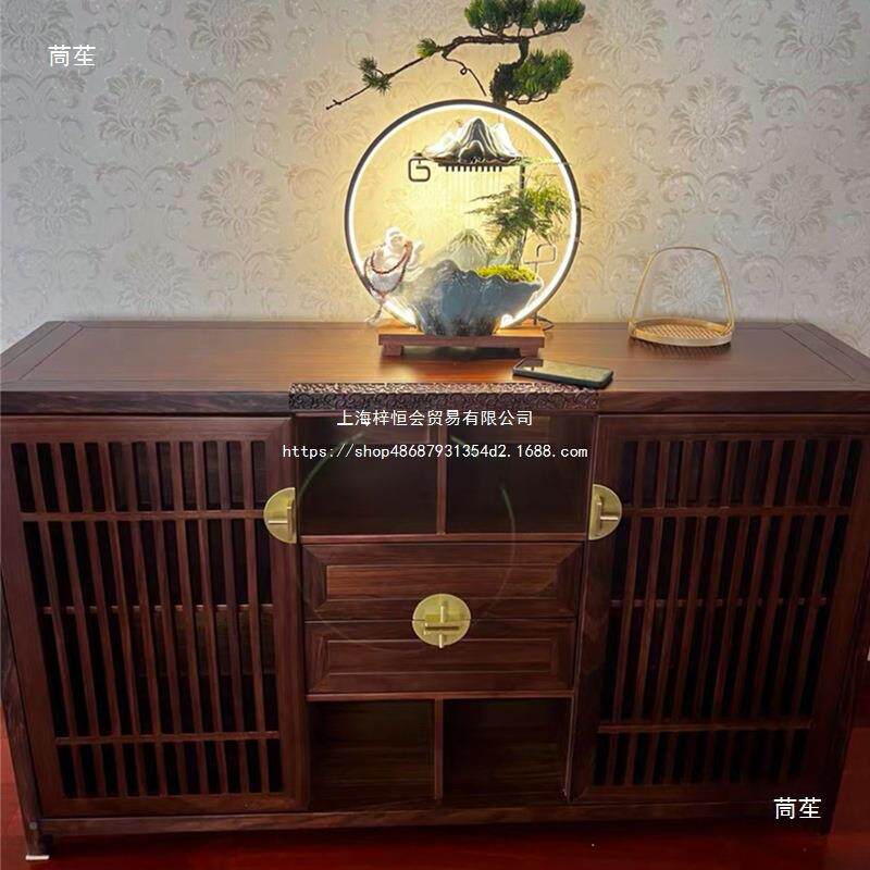 实柜木餐边中柜新式乌金木玄关靠边柜餐厅柜111储物柜装墙饰柜收