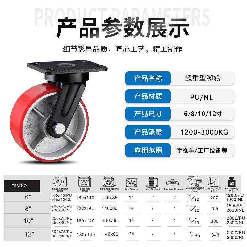 超型铁芯PU脚轮6型寸6988寸10寸向12寸聚氨酯龙门架工重业重万轮,基础建材,脚轮/万向轮,淘宝优惠券,粉丝福利购,淘宝优惠卷