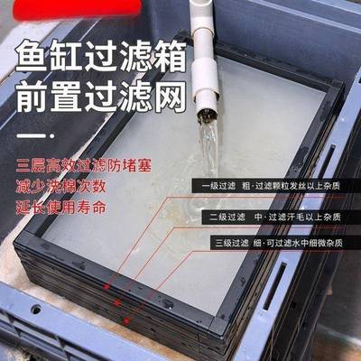 436鱼缸鱼池过滤水网筛细长方形鱼粪便过滤周免转箱道下过滤网换