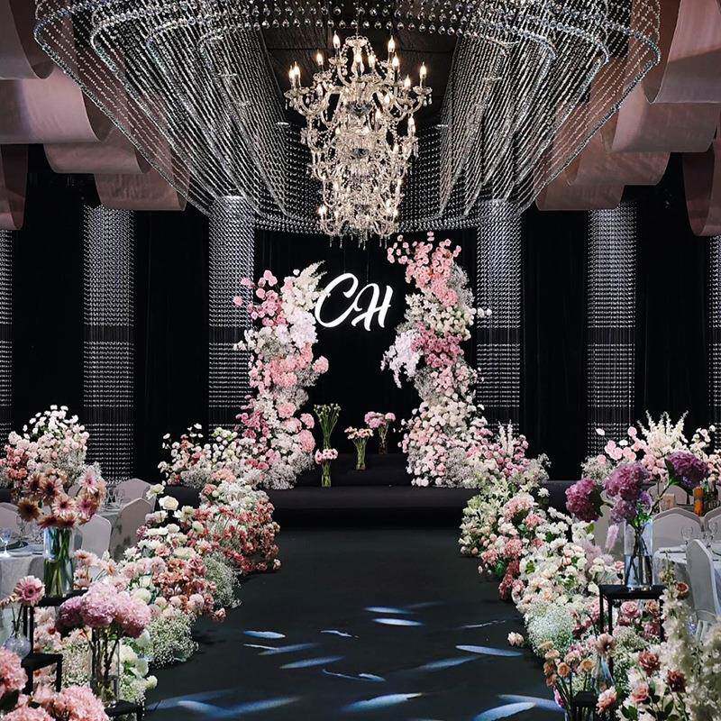 婚吊庆镂空断层水珠帘帘背景柱菠萝F97M797T珠串珠链婚礼水晶串晶
