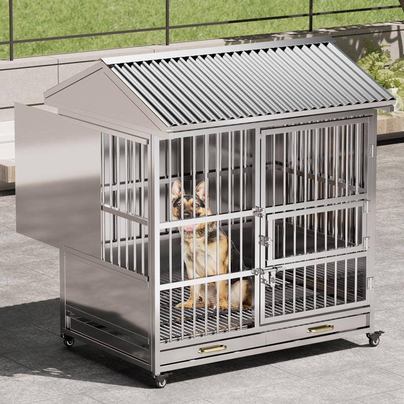 不锈狗笼子大犬型专用狗室内平底笼金室外防雨猛犬狗窝犬舍毛户外