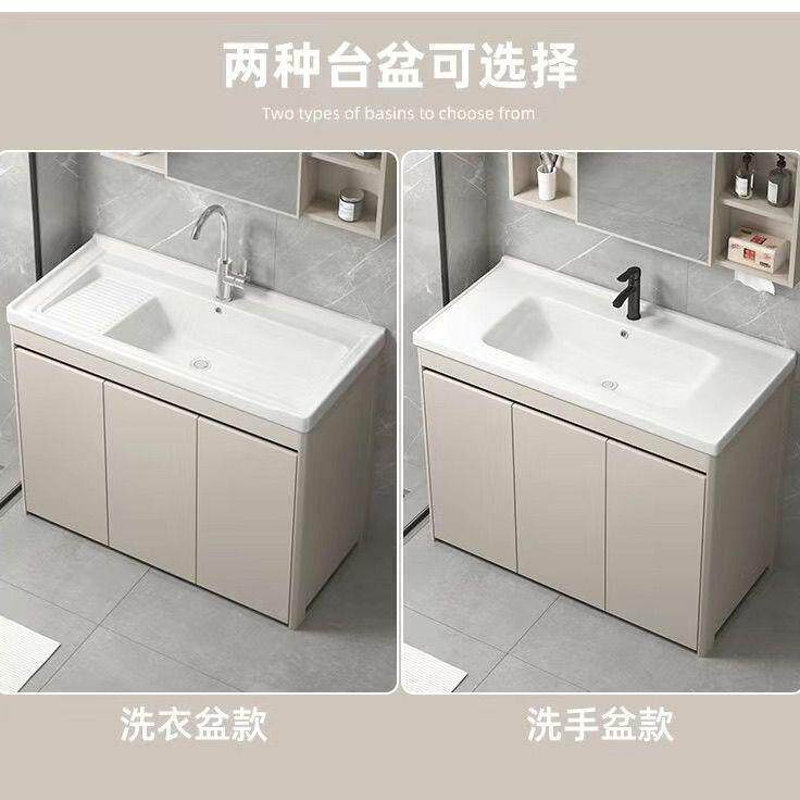 蜂窝铝台卫生834间衣柜一体陶瓷洗衣盆带阳搓洗板水槽落地浴室柜