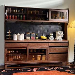 北美黑胡木桃实木餐柜DEM家用茶水柜边现代简约酒柜樱桃储木物靠