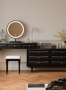 I1美梳法式复小户型卧室斗柜妆台514一体可伸缩式家用转古角黑色