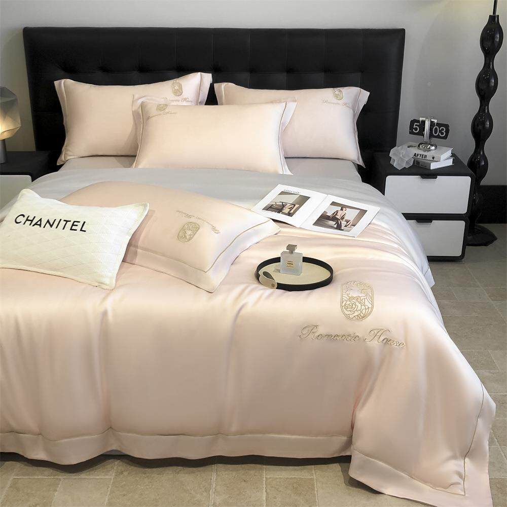 夏季a类水冰丝刺绣单四件套轻奢1丝滑凉感被床套床笠.8CQ6585床洗