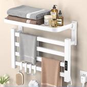 智能电加家毛太巾架免FEU打孔加热用浴室置热物架空铝浴巾架壁挂