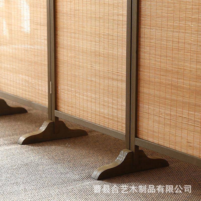 新式实木芦室苇屏风中入户玄关隔断折屏屏风茶办公室挡客厅遮复古