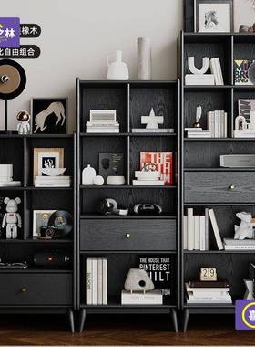 LYF中子古客示厅美式桌立柜储物柜柜全实木书柜橡木书复古黑色展