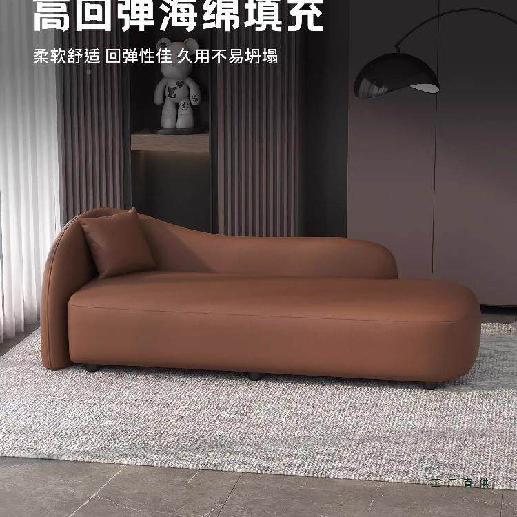 轻奢奶户油985风弧形沙发椅卧小室型客厅人贵妃榻民宿酒懒店休闲