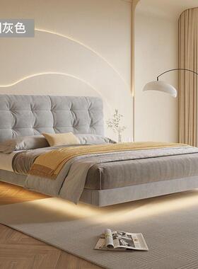 现包代奶油风悬浮床科技布床主卧大极简储气物软悬双空氛围感JRW