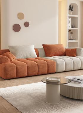 油风奶泡色芙22911灯芯绒沙云朵发小户型客厅意式极简拼豆腐块现