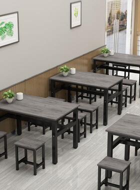 现代简约商饭用长店方形组合餐PFQ桌椅早餐店吃店餐小桌食堂组合