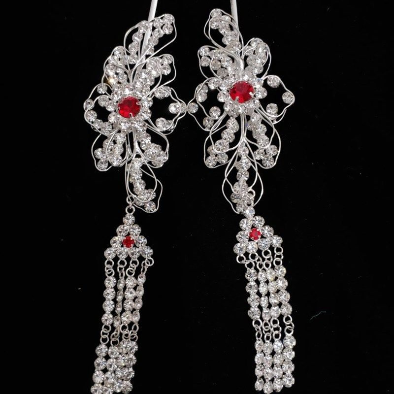 戏剧双光水钻头面掐丝牡丹压鬓凤老五头面戏曲双光水钻头面头一对