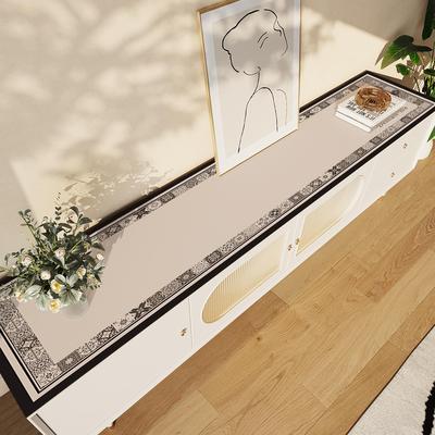 法式奶油风电视柜桌布长条pvc防水免洗桌垫茶几台面保护垫子盖布