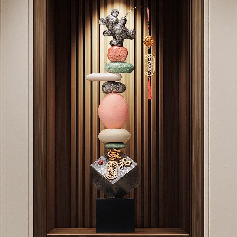 客厅八方来财石来运转头摆件办公室家居沙发电视柜旁大型落地装饰