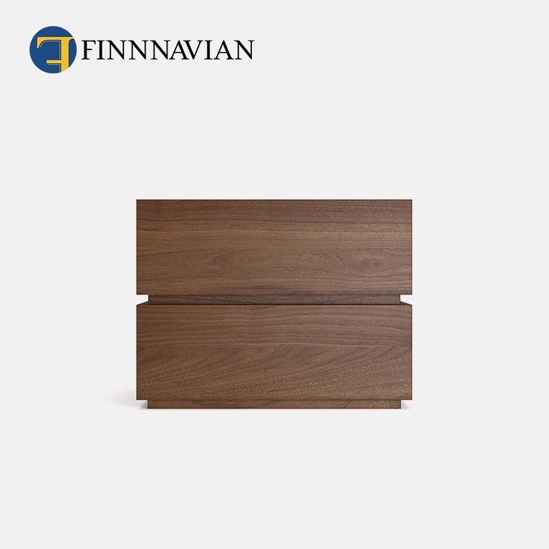 2023新品芬纳维亚意式极简床边柜子 Lines黑胡桃木实木床头柜