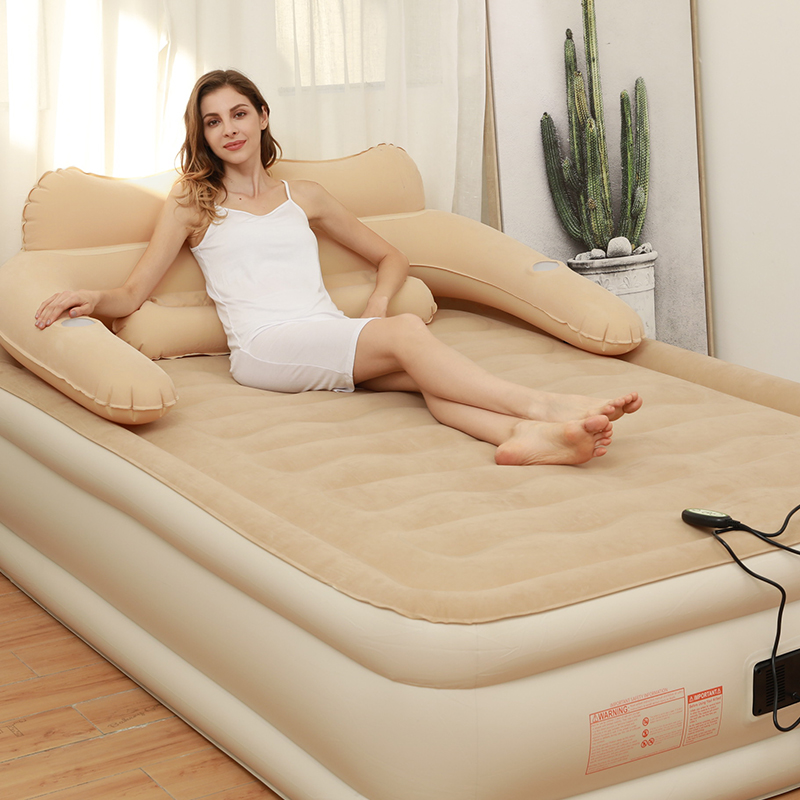靠背家用人充气床垫单人便携床加厚加高内置泵折叠床层空气床