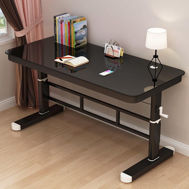 手摇儿童学习升降桌小学生学习桌写字桌书桌家用玻璃电脑桌办公桌