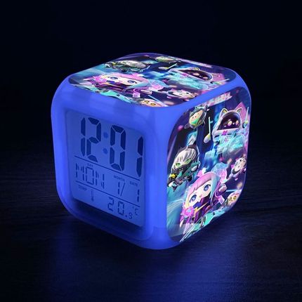 可爱led数字七彩变色发光夜灯钟静音多功能闹铃蛋仔派对闹钟