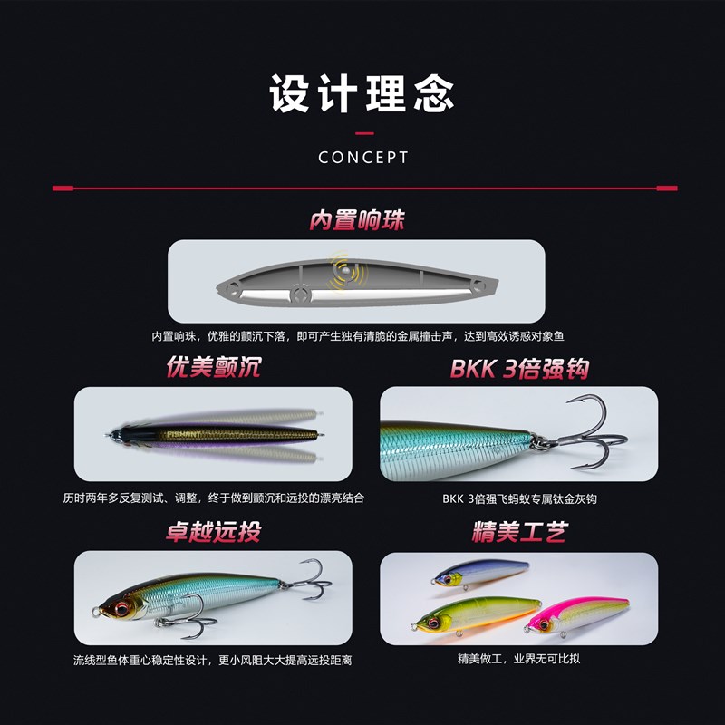 新款飞蚂蚁 沉水铅笔假饵 炮弹 3倍加强钩颤沉远投鲈鱼翘嘴路亚饵