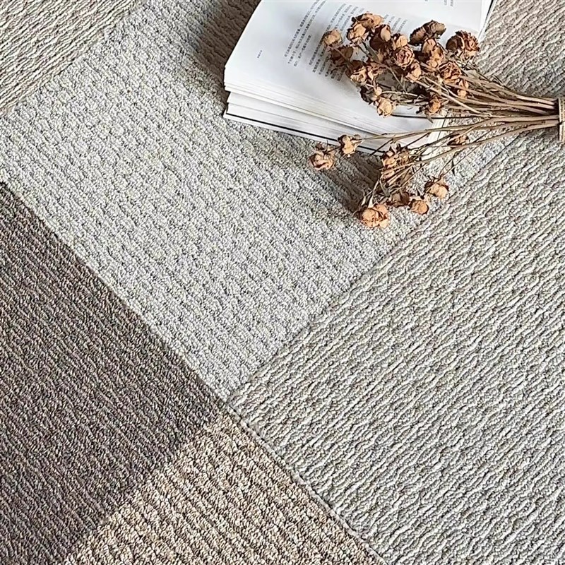 上海加厚mm条纹拼接地毯奶油风可拆洗免胶防滑卧室客厅宠物地垫