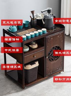 可移动小茶桌茶台家用茶台水烧壶一体实木茶功式夫小茶几茶车hrhr
