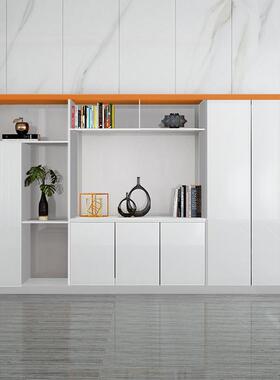 烤书柜奢文件柜简约现漆代老办公室办公桌背景FL-S001柜轻板白色