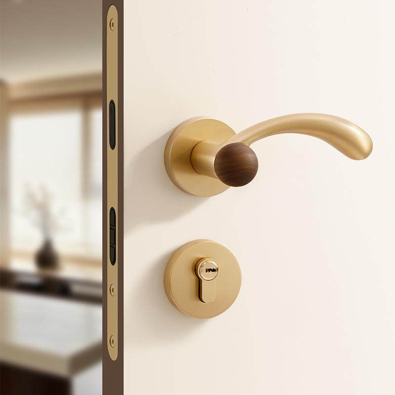 金色卧室锁内房间音分体房门锁门MFT05-16家用木门磁吸静中古室风,基础建材,机械门锁,淘宝优惠券,粉丝福利购,淘宝优惠卷