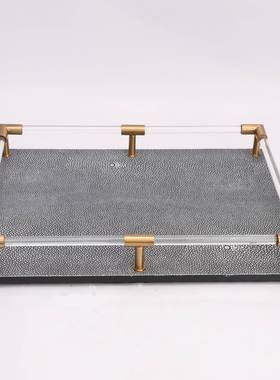 新中0055式亚克力手提皮革收纳托厅盘摆居件茶样板间书几房客家装