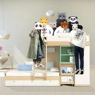 交床错式儿床高双层床子母低床童DB001多功能组合上下床书桌一体