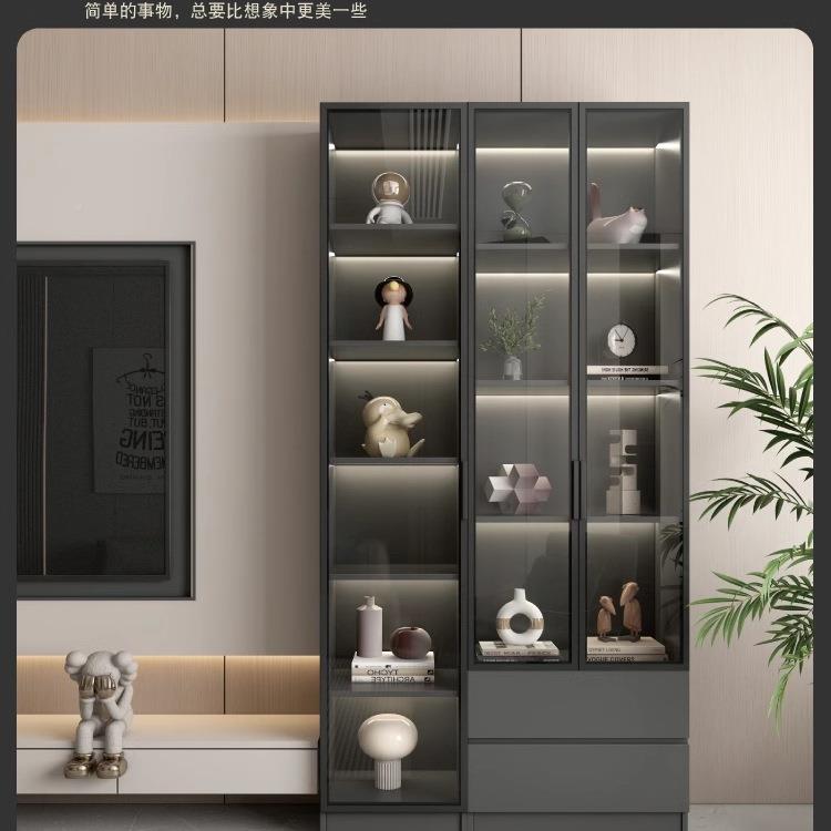 制酒柜展示定侧边立置物客柜厅SVP纳钢化玻璃门订做收书架实木生