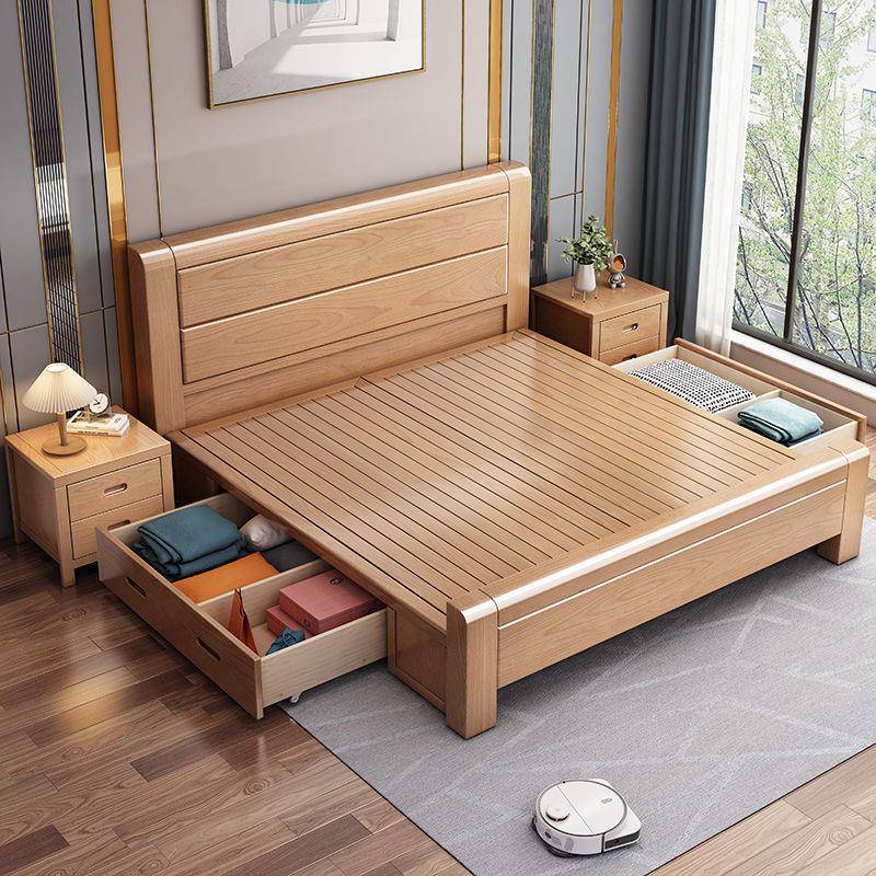 3033加厚榉卧木床实木工厂直销1.8米双人1米5单人床2米x2米大床主