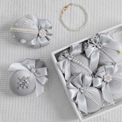 新款p圣诞树挂装饰8UNZCM-6cs天鹅绒钻石布包圣诞球节庆场地饰品