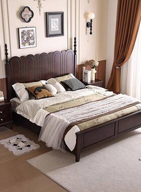 法式复古床木美风主家式VWH具复古床全实木床双人床卧1米8床桃花