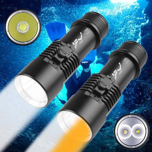 磁D2手20光双源潜水电HGD0403/筒P70高亮手电L2白光黄光控开关专