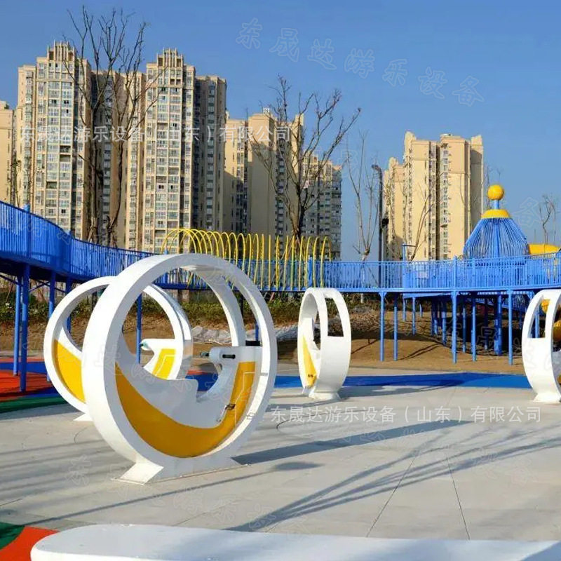发光喷泉单车 游乐场广场成人儿童无动力互脚踏互动游乐设施