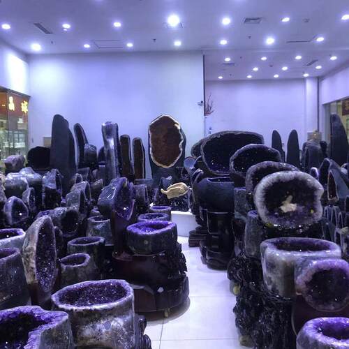 天然紫摆水晶洞紫晶FOF洞玛瑙宝盆件水晶原石消磁办公室家聚居