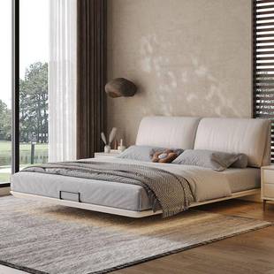 悬耳浮皮IUQ极简大象朵床代简约皮艺主卧现室婚床双人床1.8x2米带