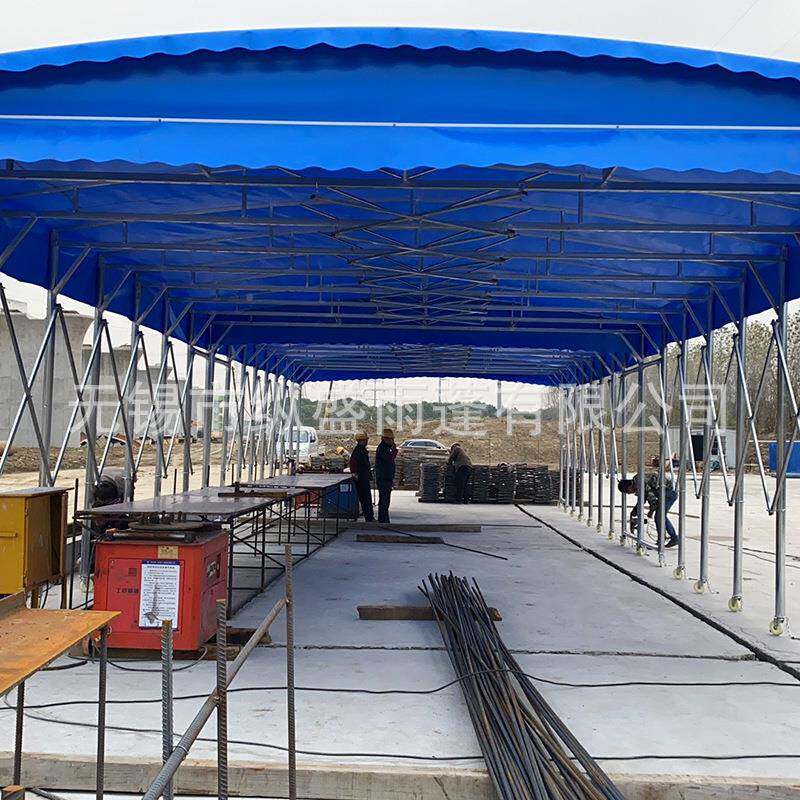 手动加拉厚PC篷布推棚户可移动篮球场雨蓬V外伸推拉雨蓬缩雨棚厂