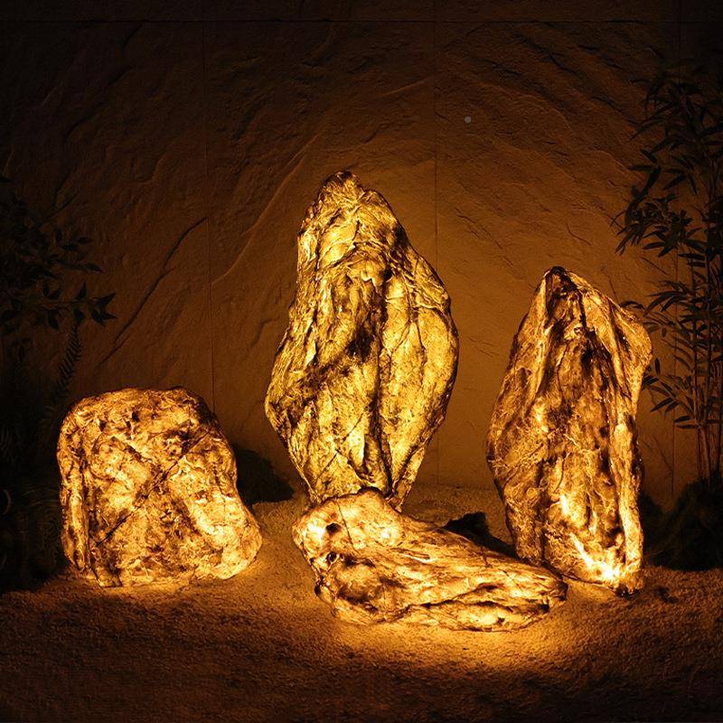 LED外仿真装发光石头户庭院防水草DNZ坪灯别墅造景石亮光头饰摆件