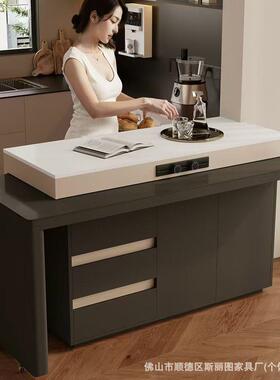 款岛台餐桌一新茶OHX体家用可旋转伸缩沃房顿岩板小户型厨中岛泡