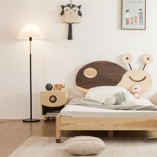实木儿童床男孩女孩网红卡通单人m床白3蜡木1.小2米1.5一米二PLJ