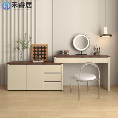 实木烤漆梳妆台复古收简约卧室妆纳斗妆柜一体小户型伸BCT缩化化