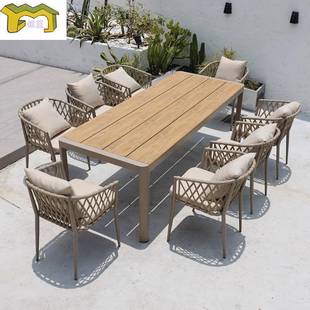 户外民宿桌椅庭院别墅露天编藤A 079水室园外花露休闲台塑木桌椅