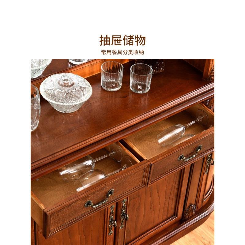 收美式乡村实木餐边柜欧式复客古功能酒柜储多物纳柜装RYO饰厅边