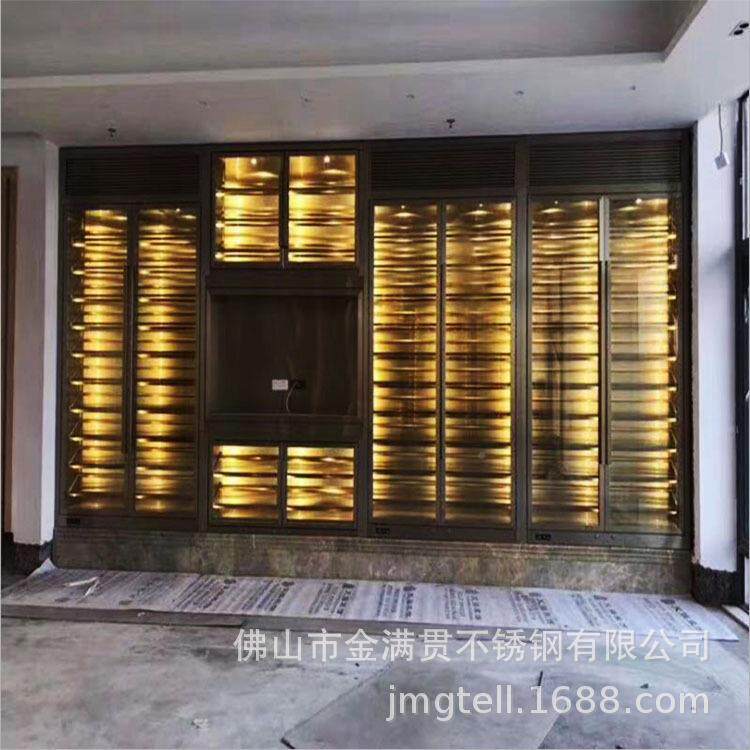 约定制轻奢JMG恒金属客厅隔断酒柜简温不锈钢酒柜酒架直销